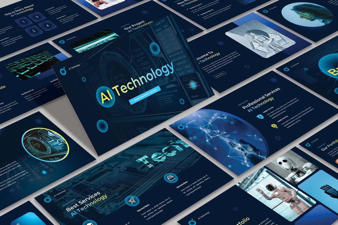 Template Powerpoint Teknologi AI yang Menarik