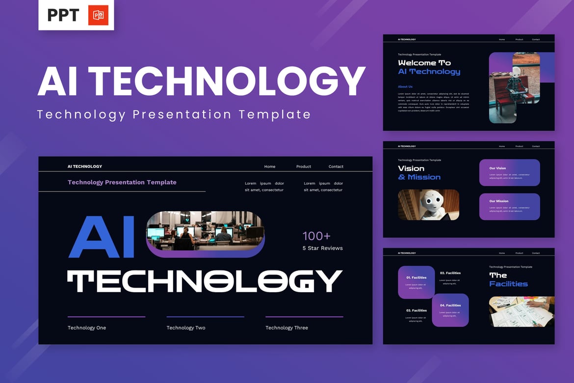 Template Powerpoint Teknologi AI yang Modern dan Futuristik
