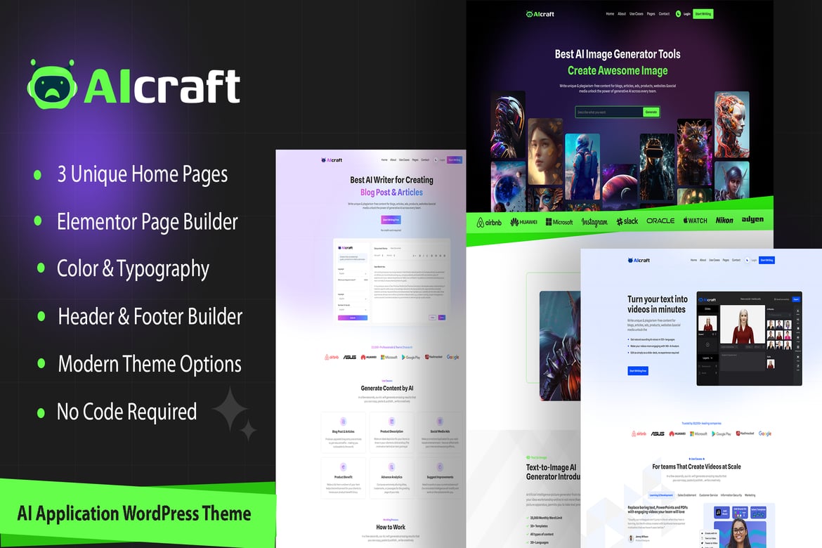 AIcraft - Tema WordPress untuk Aplikasi dan Generator AI