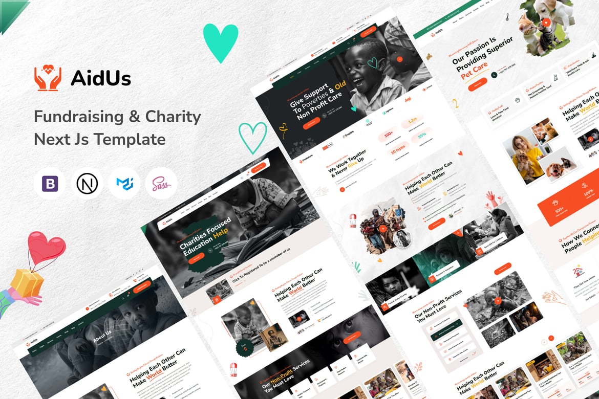 AidUs – Template Website Amal Nonprofit Modern dan Stylish