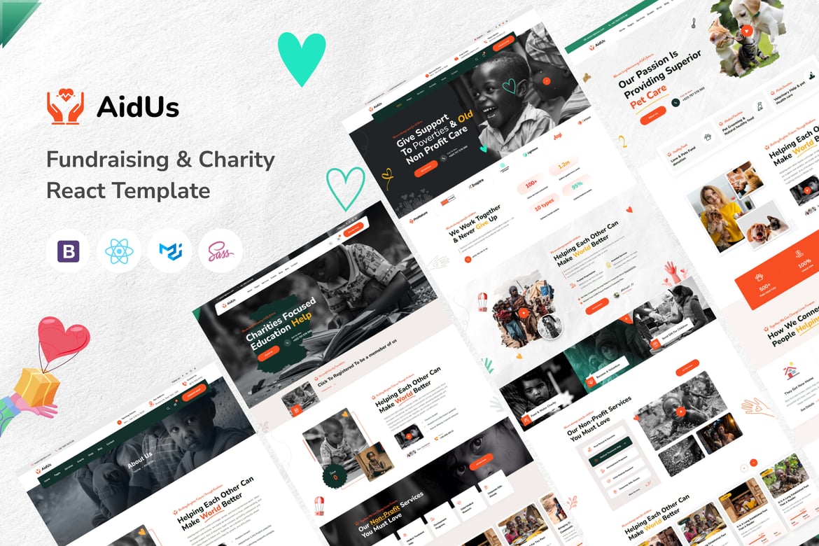 AidUs – Template Website Amal Nonprofit yang Modern dan Stylish