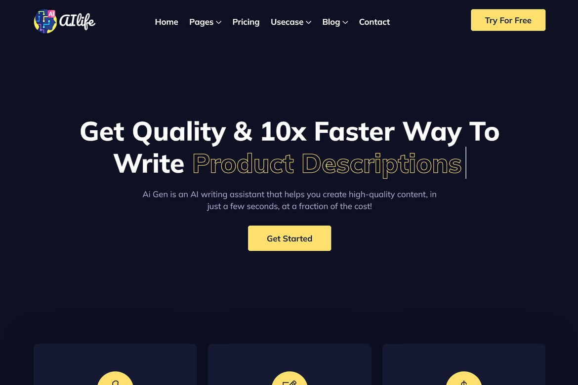 AIlife - Template Web Generator Konten Berbasis AI