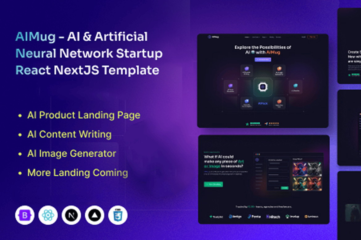 AIMug - Template Website Startup AI & Jaringan Saraf Buatan yang Menarik