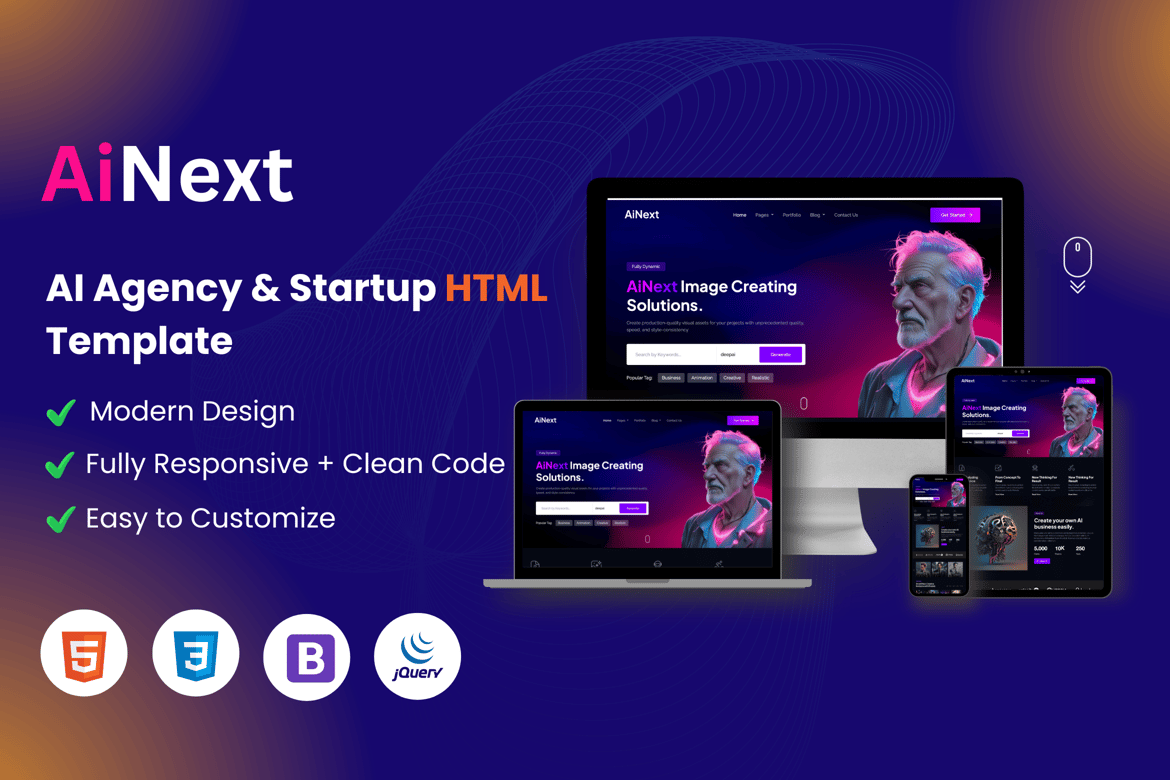 AiNext - Template Website AI Modern untuk Agensi dan Startup