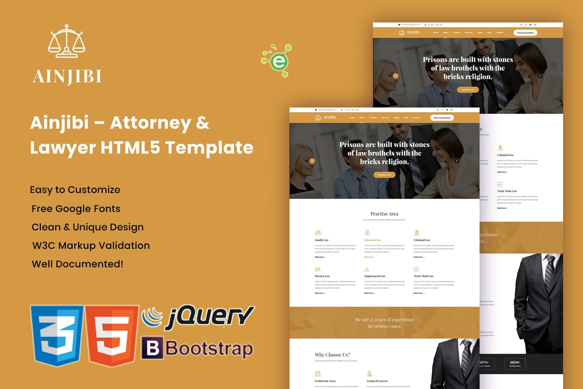 Ainjibi – Template Website untuk Pengacara dan Firm Hukum yang Modern
