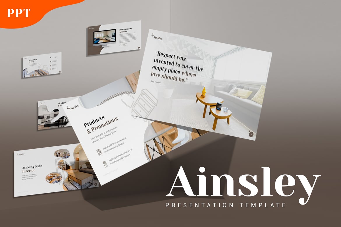 Ainsley - Template PowerPoint Furniture Modern dan Elegan