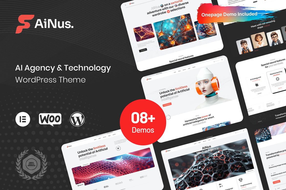 Ainus - Tema WordPress Modern untuk Agensi AI dan Teknologi