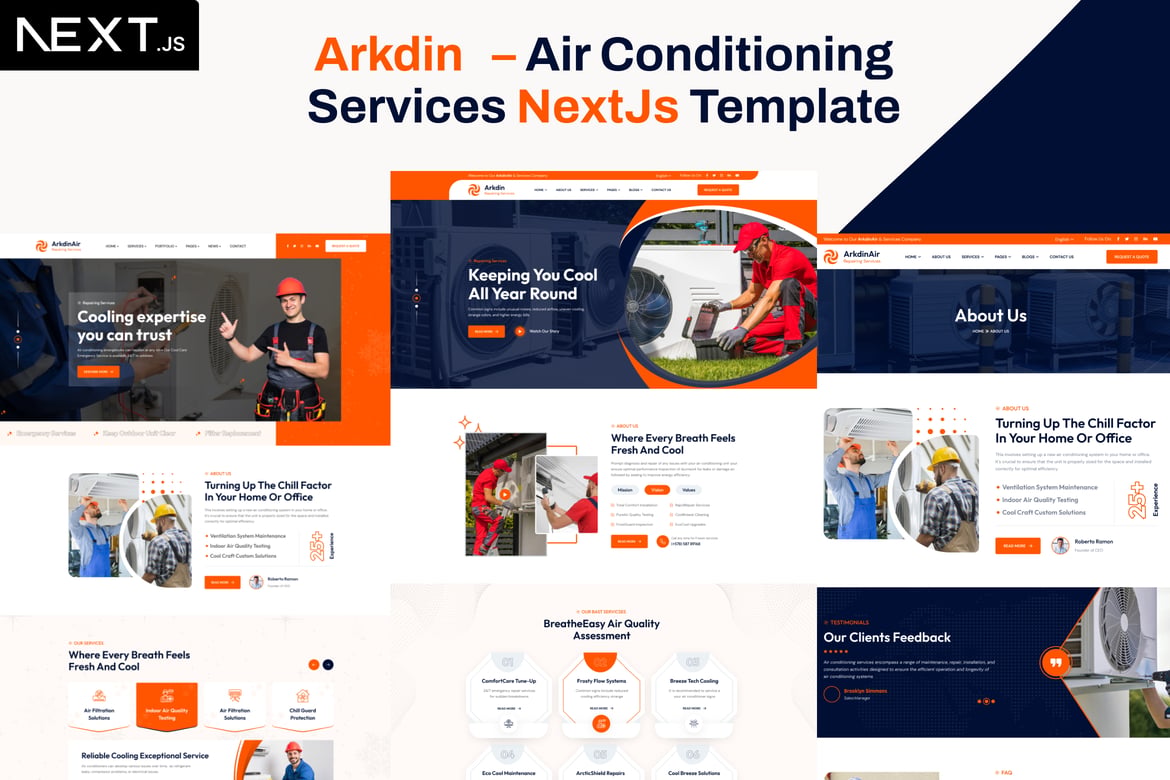 Template Website Air Conditioning & HVAC Arkdin yang Profesional dan Modern