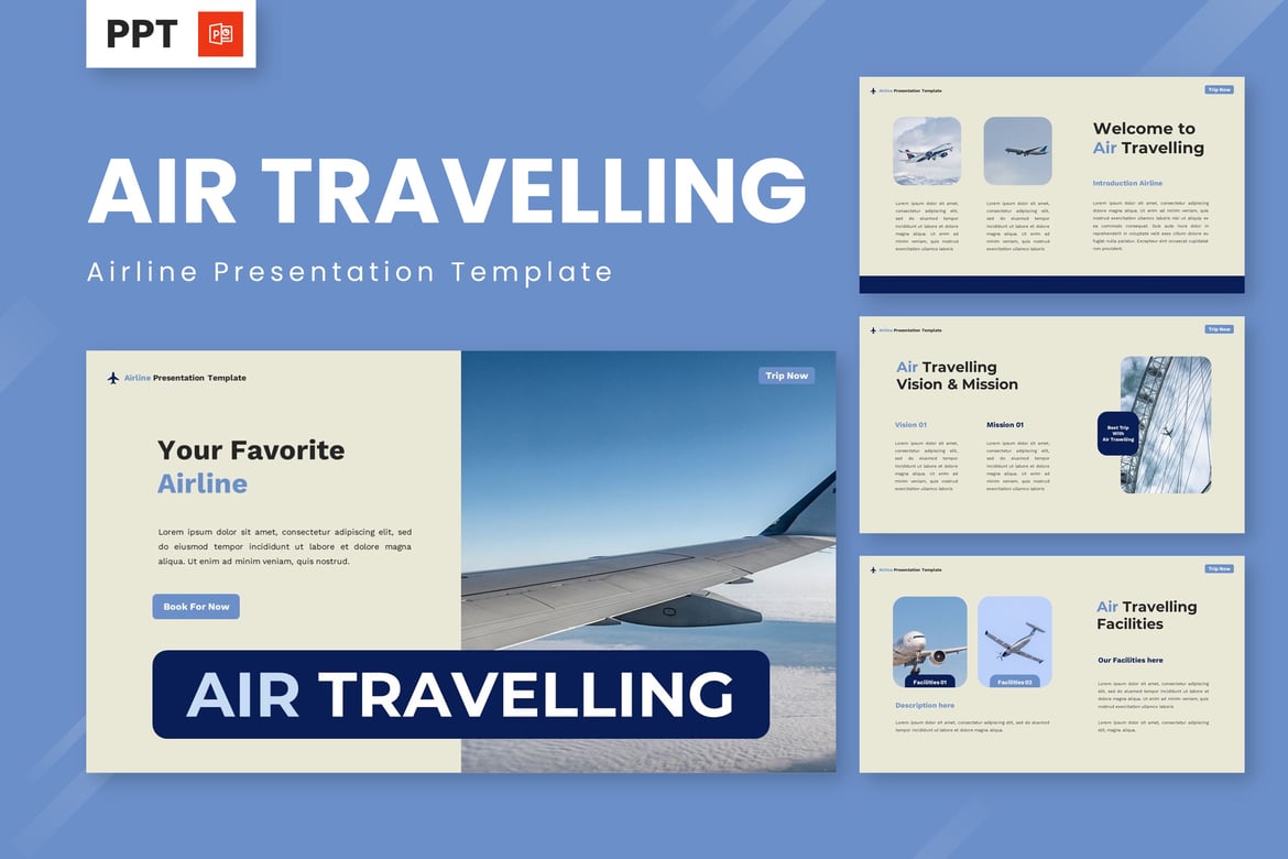 Template Presentasi Powerpoint untuk Perjalanan Udara dan Maskapai