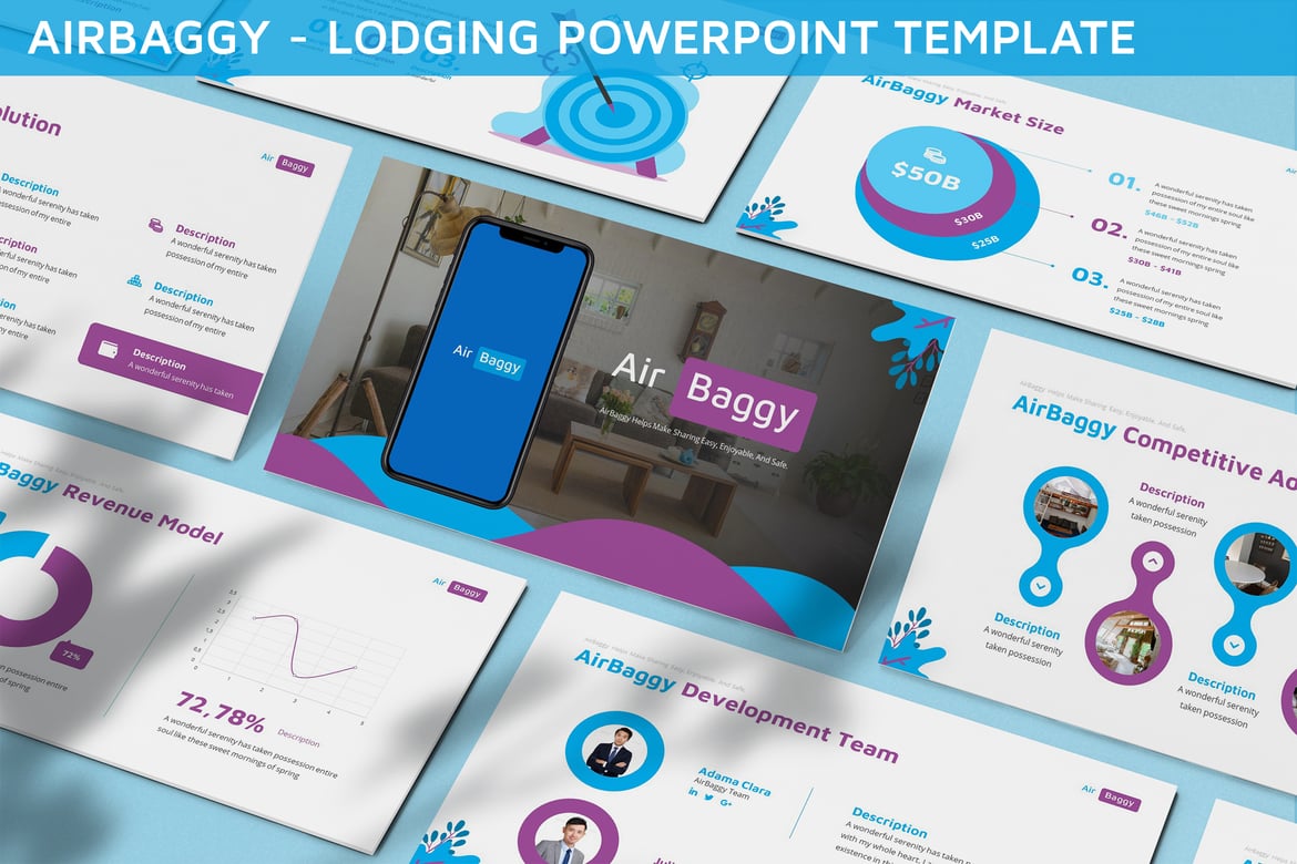 Template PowerPoint Airbaggy - Desain Modern untuk Presentasi Akomodasi