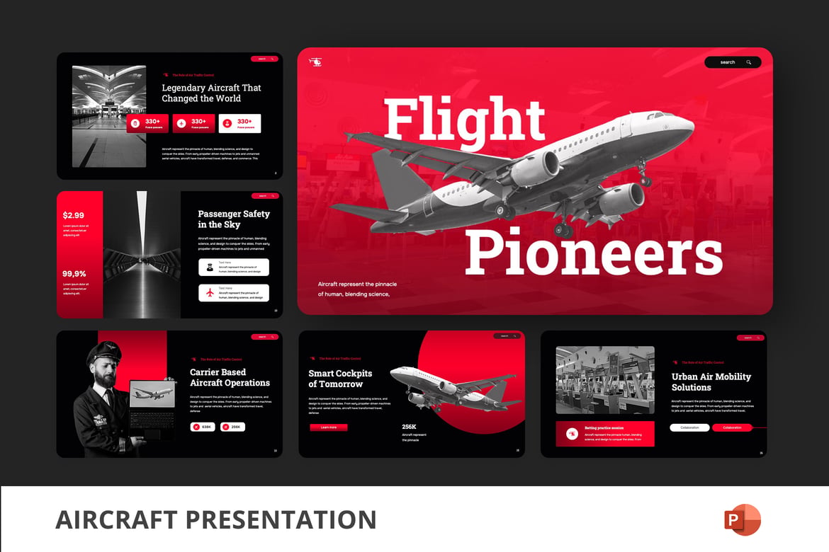 Template Presentasi Pesawat Terbang yang Menarik dan Profesional