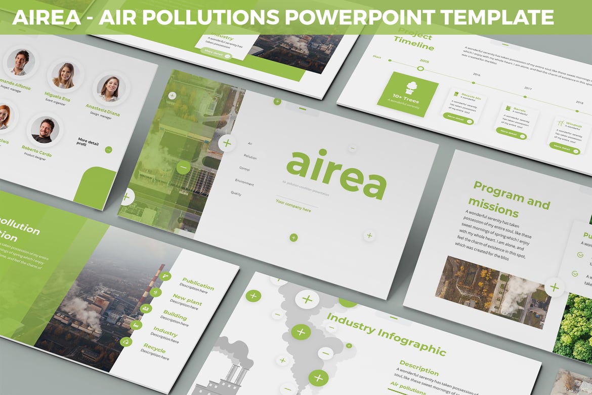 Template Presentasi Airea - Solusi Kreatif untuk Polusi Udara