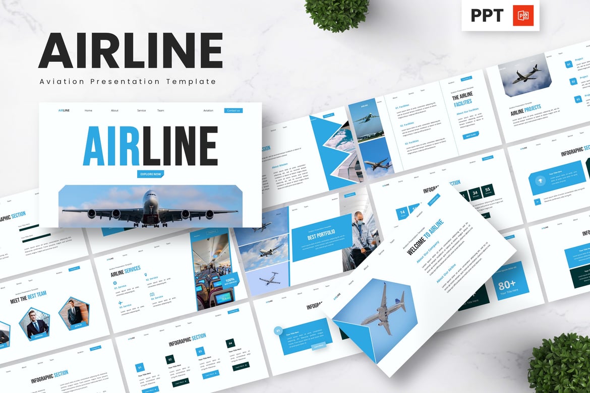 Template Powerpoint Penerbangan - Presentasi Profesional untuk Industri Aviasi