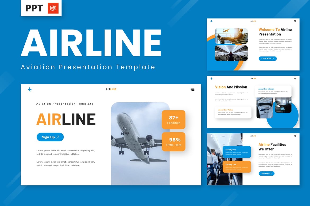Template PowerPoint Penerbangan dan Maskapai yang Menarik