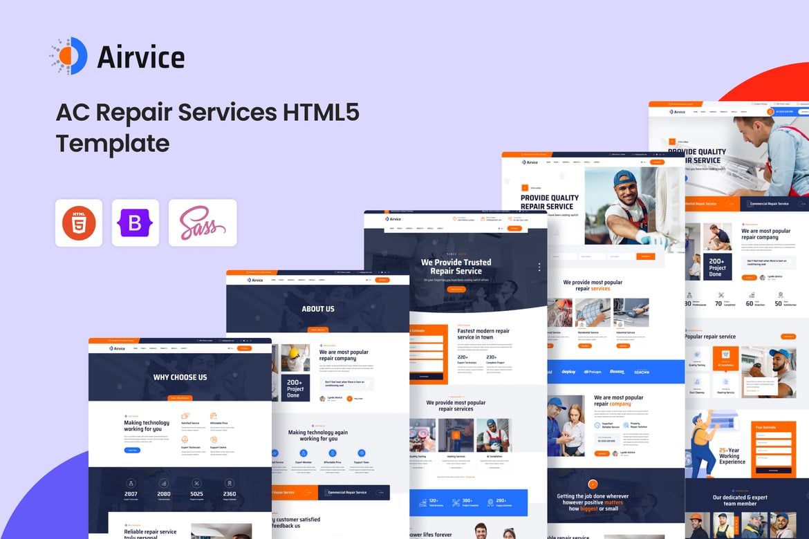 Airvice - Template Website Jasa Perbaikan AC yang Modern dan Responsif