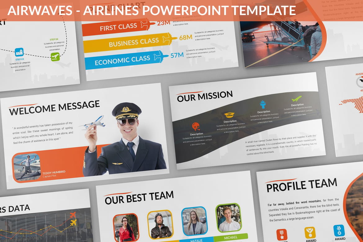 Template Powerpoint Airwaves - Solusi Presentasi untuk Maskapai dan Perjalanan