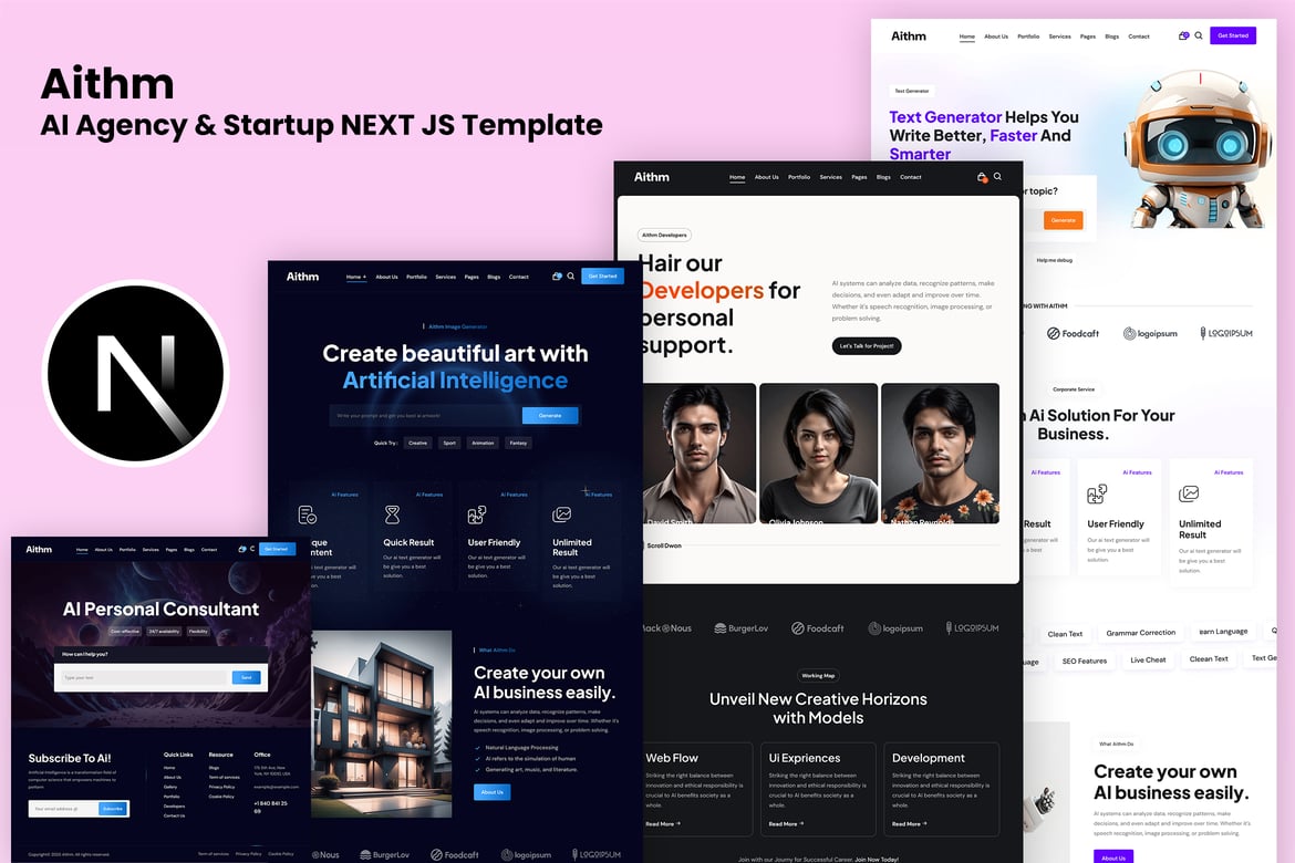 Aithm - Template Website Next.js untuk Agensi AI dan Startup Modern