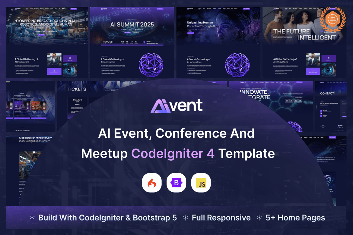 AIvent - Template Website Konferensi AI yang Modern dan Responsif