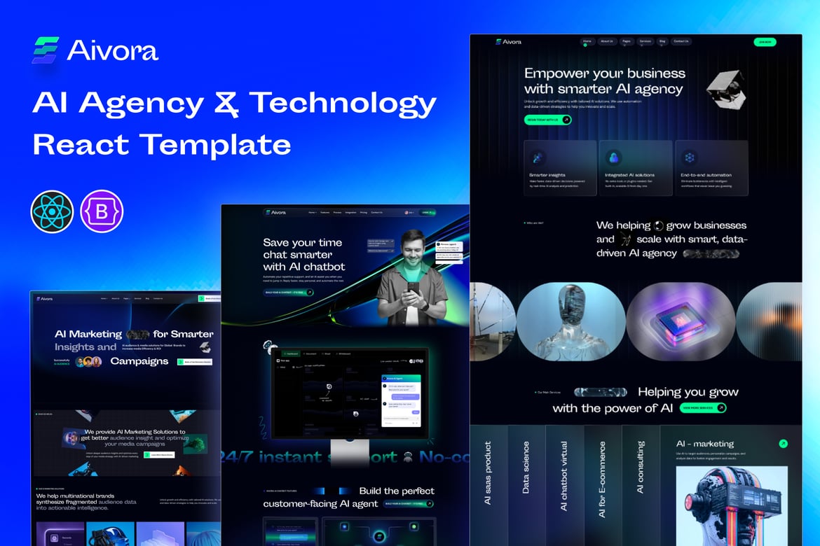 Aivora - Template Website AI Agensi & Teknologi yang Modern