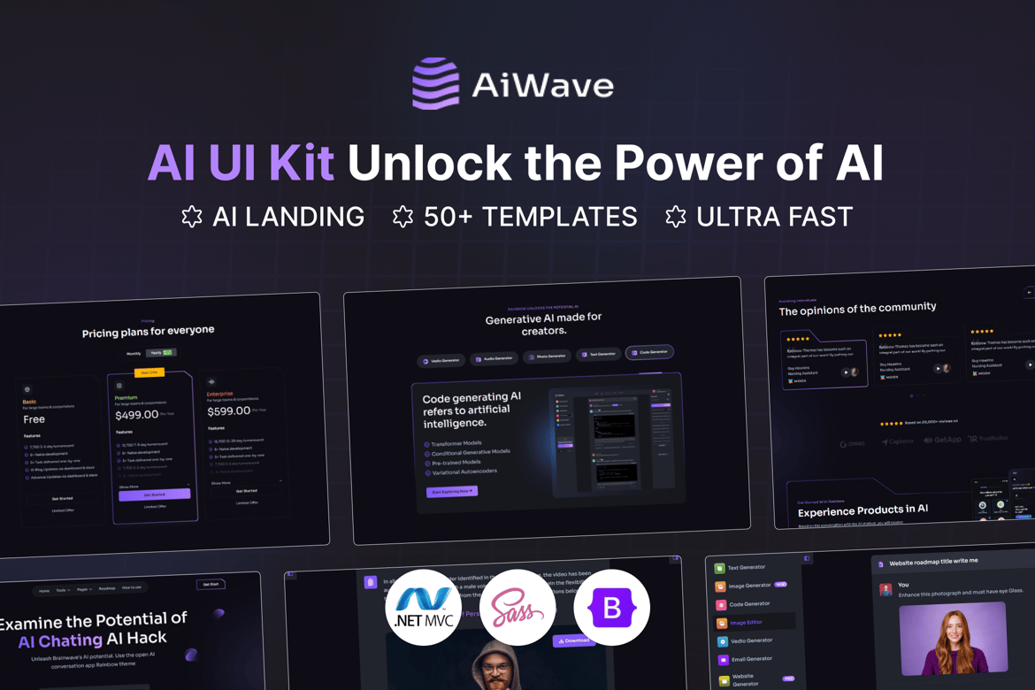 Aiwave - Dashboard Template Website AI Berbasis ASP .NET MVC 5