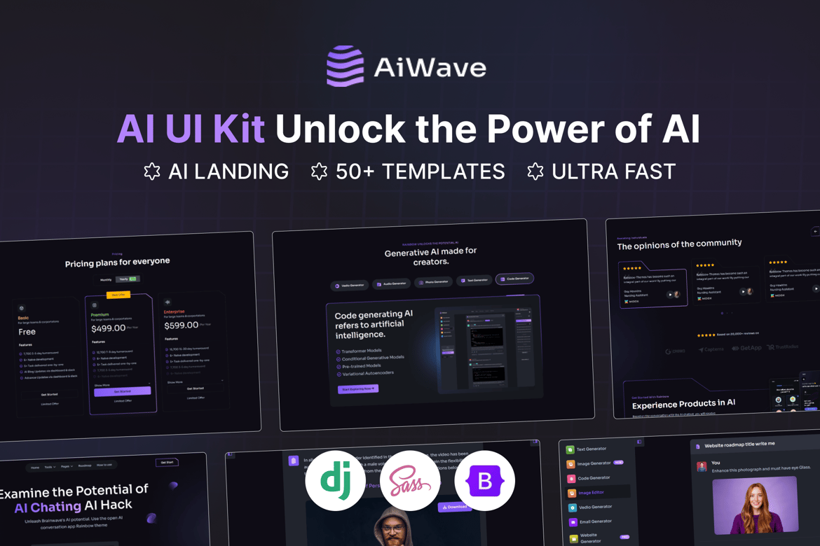 Aiwave: Template Website AI SaaS Django 5 + UI Kit Dashboard Modern