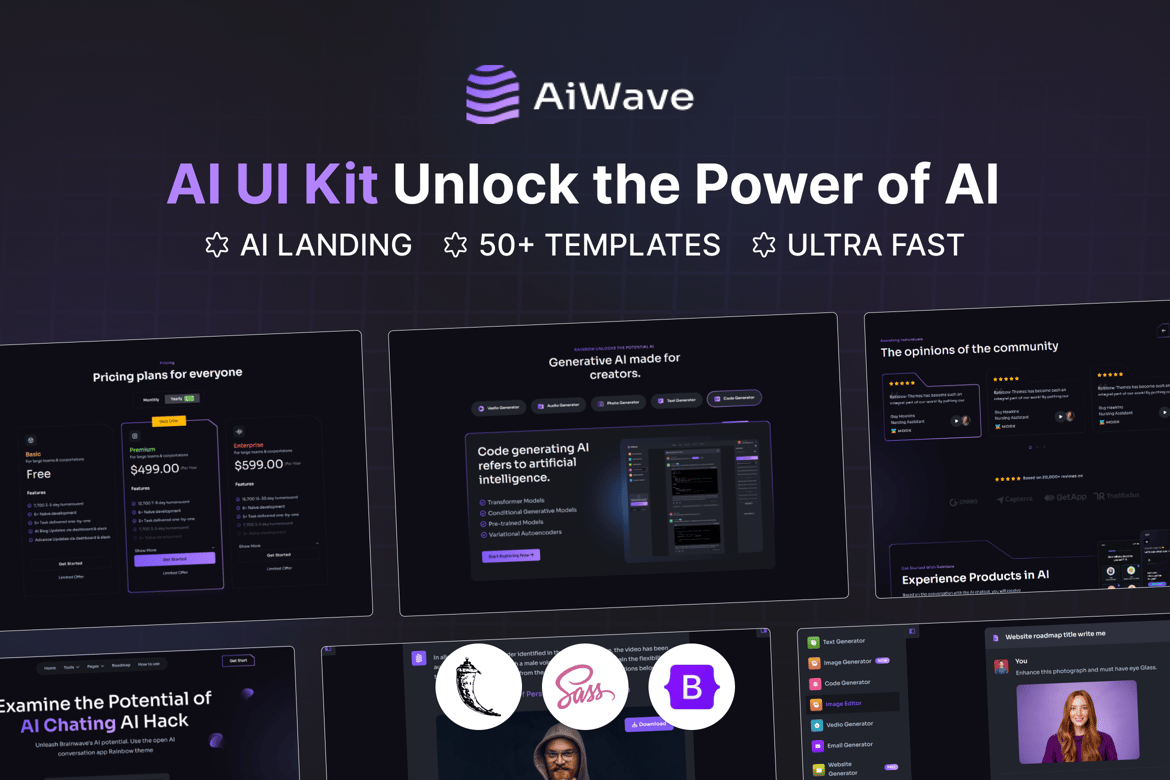 Aiwave - Template Website AI dengan Dashboard UI Kit yang Modern