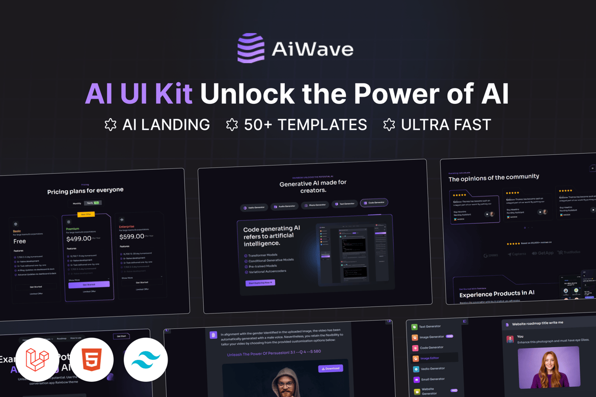 Aiwave – Template Website AI SaaS dengan Dashboard Laravel 11