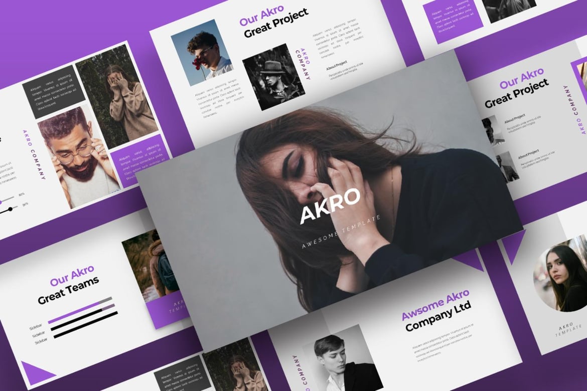Template Presentasi PowerPoint Kreatif Akro yang Modern