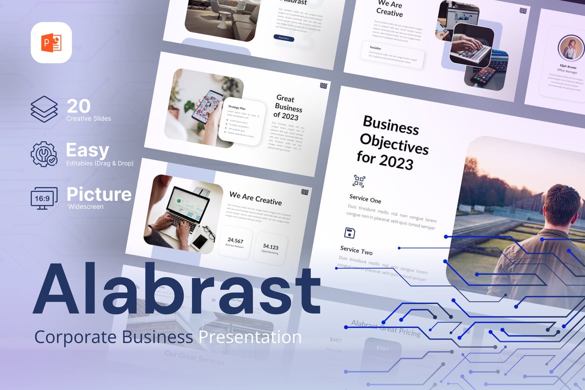 Alabrast – Template Powerpoint Korporat yang Modern dan Profesional