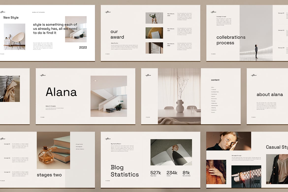 Template PowerPoint Media-Kit Alana yang Menarik