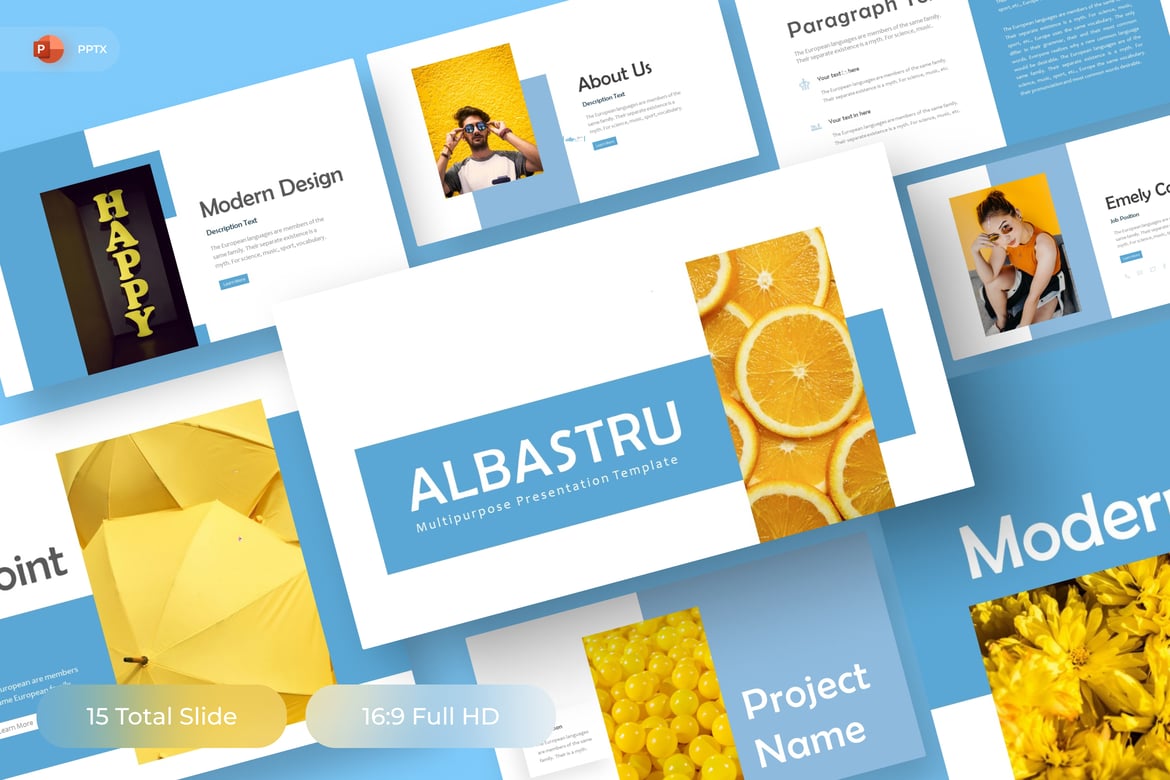 Albastru - Template PowerPoint Serbaguna yang Menarik