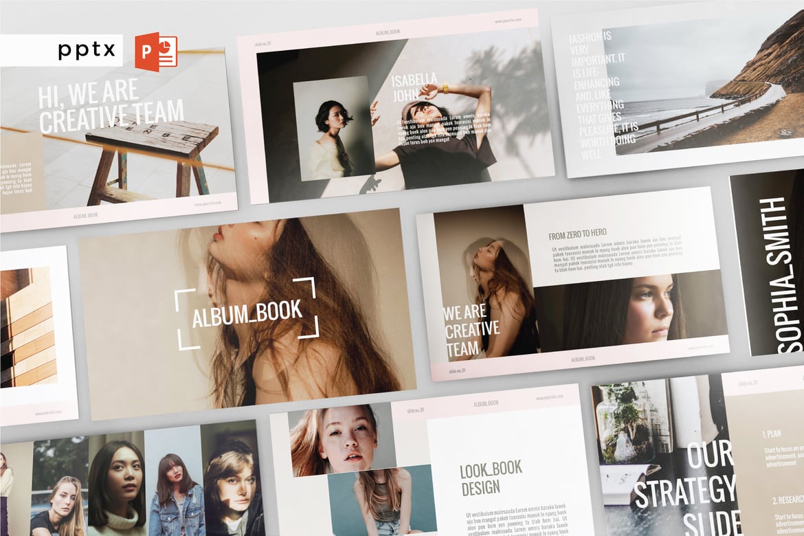 Template Presentasi PowerPoint Serbaguna V150 - Album Book Modern