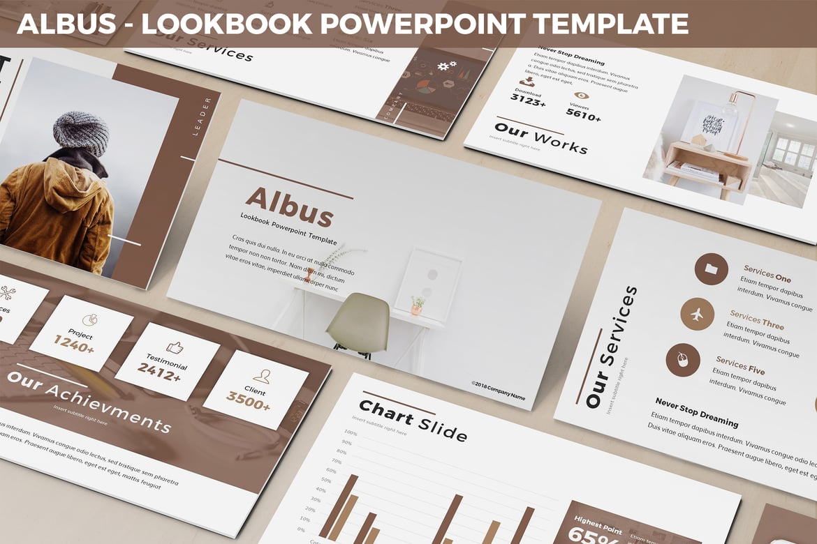 Albus - Template Presentasi PowerPoint Lookbook Modern dan Minimalis