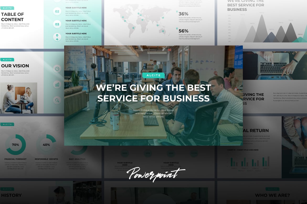 Alcite - Template Powerpoint Laporan Bisnis yang Profesional
