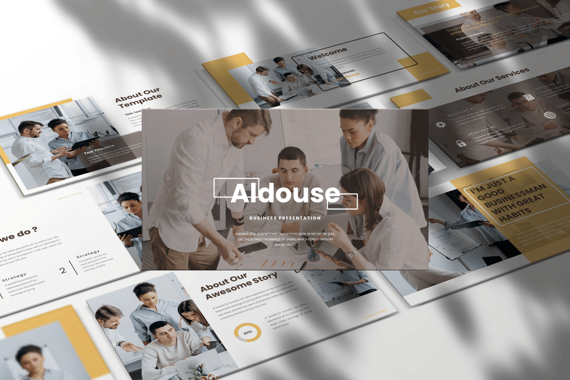 Template Presentasi PowerPoint Aldouse untuk Bisnis yang Menarik