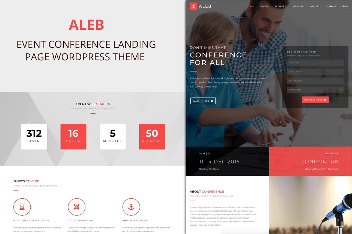 Aleb - Tema WordPress Onepage untuk Konferensi dan Acara