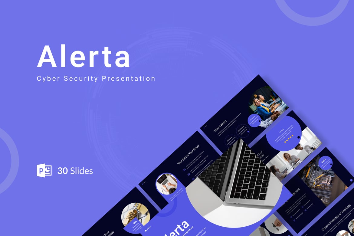 Template PowerPoint Alerta - Presentasi Keamanan Siber yang Menarik