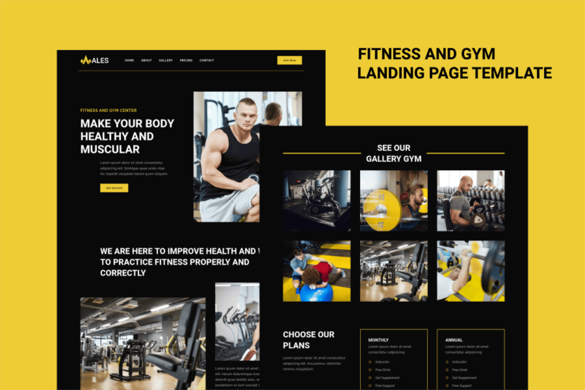 Ales - Template Website Landing Page Kebugaran & Gym yang Menarik