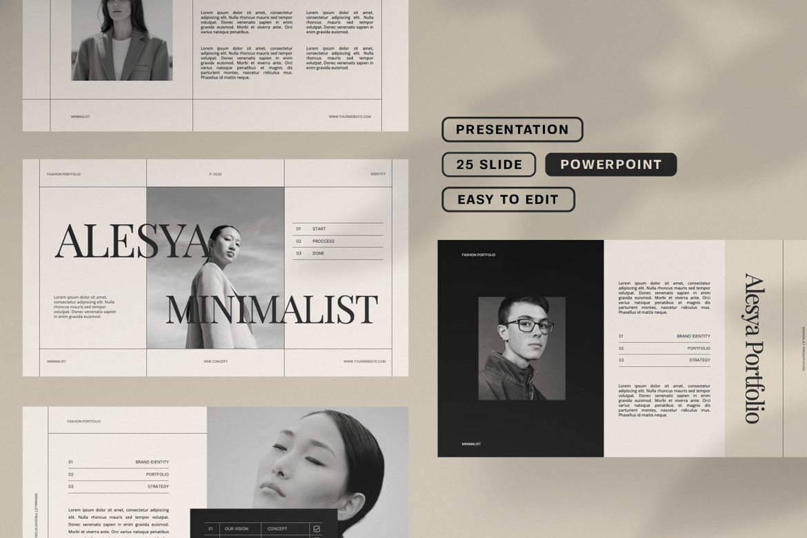 Template Presentasi PowerPoint Alesya yang Elegan dan Modern