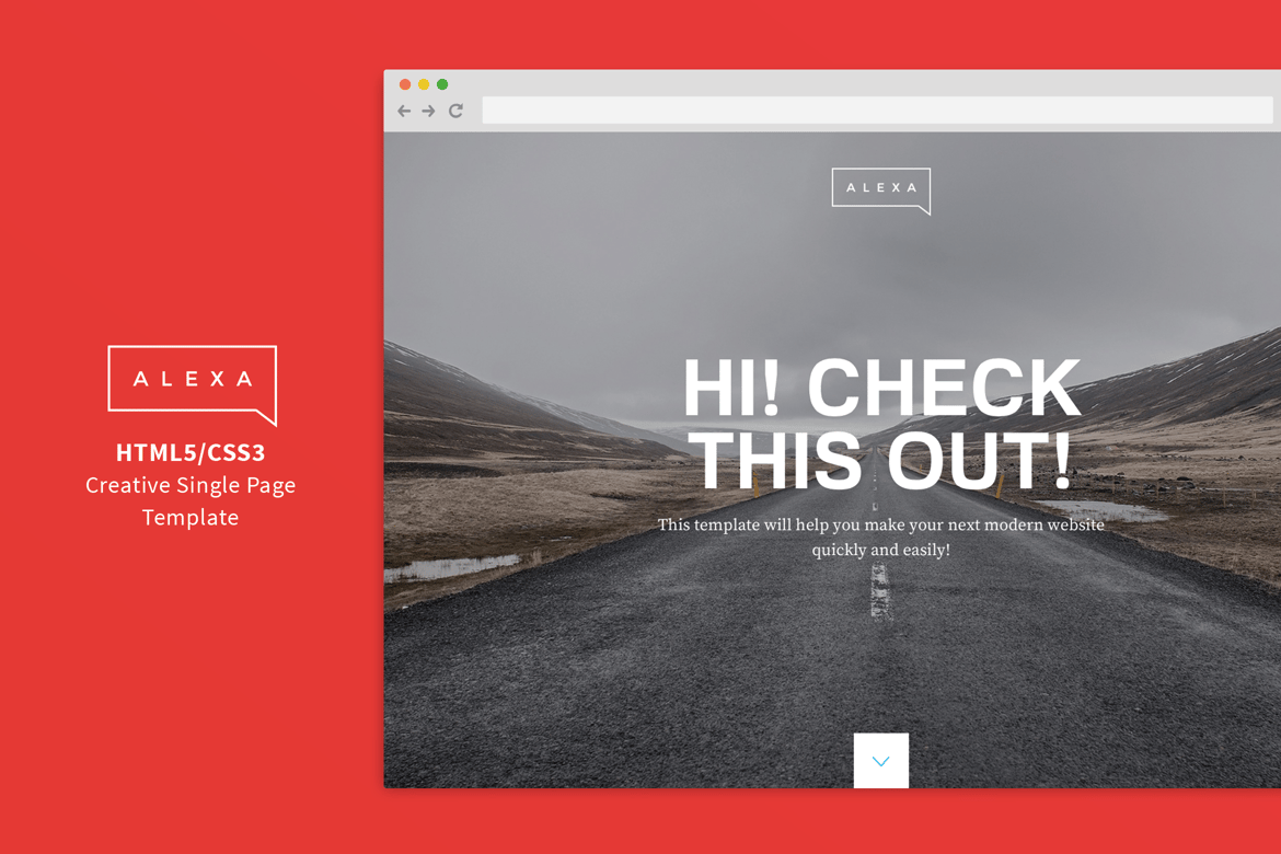 Alexa - Template Website Kreatif Halaman Tunggal yang Modern