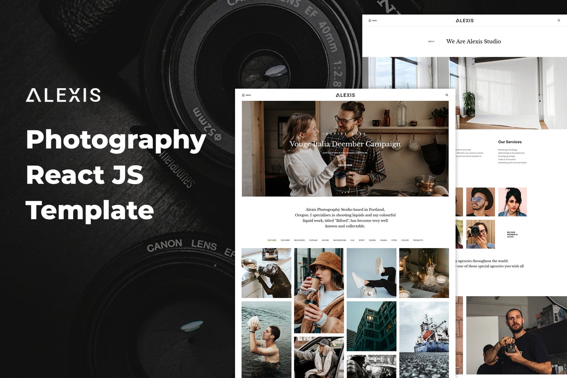 Template Website Fotografi React JS Alexis – Solusi Portofolio Profesional