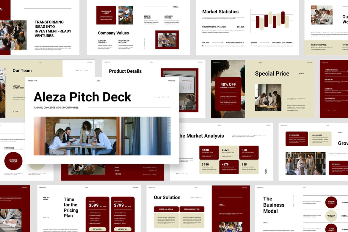 Template Presentasi PowerPoint Aleza: Pitch Deck Profesional untuk Mempresentasikan Ide Bisnis Anda