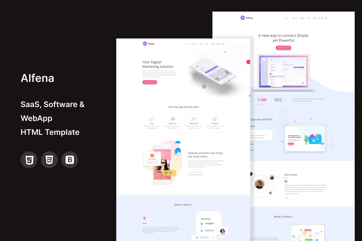 Alfena - Template Website SaaS, Software & WebApp yang Kustomizable