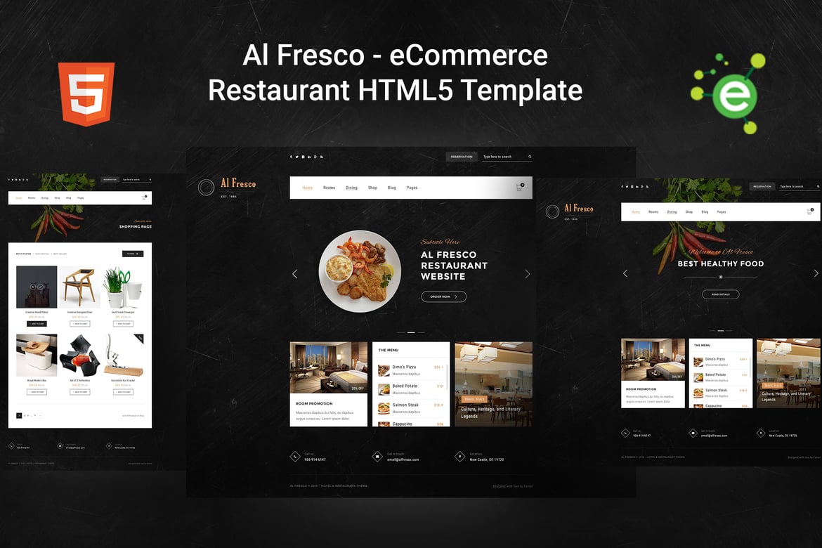 AlFresco – Template Website eCommerce untuk Restoran yang Responsif