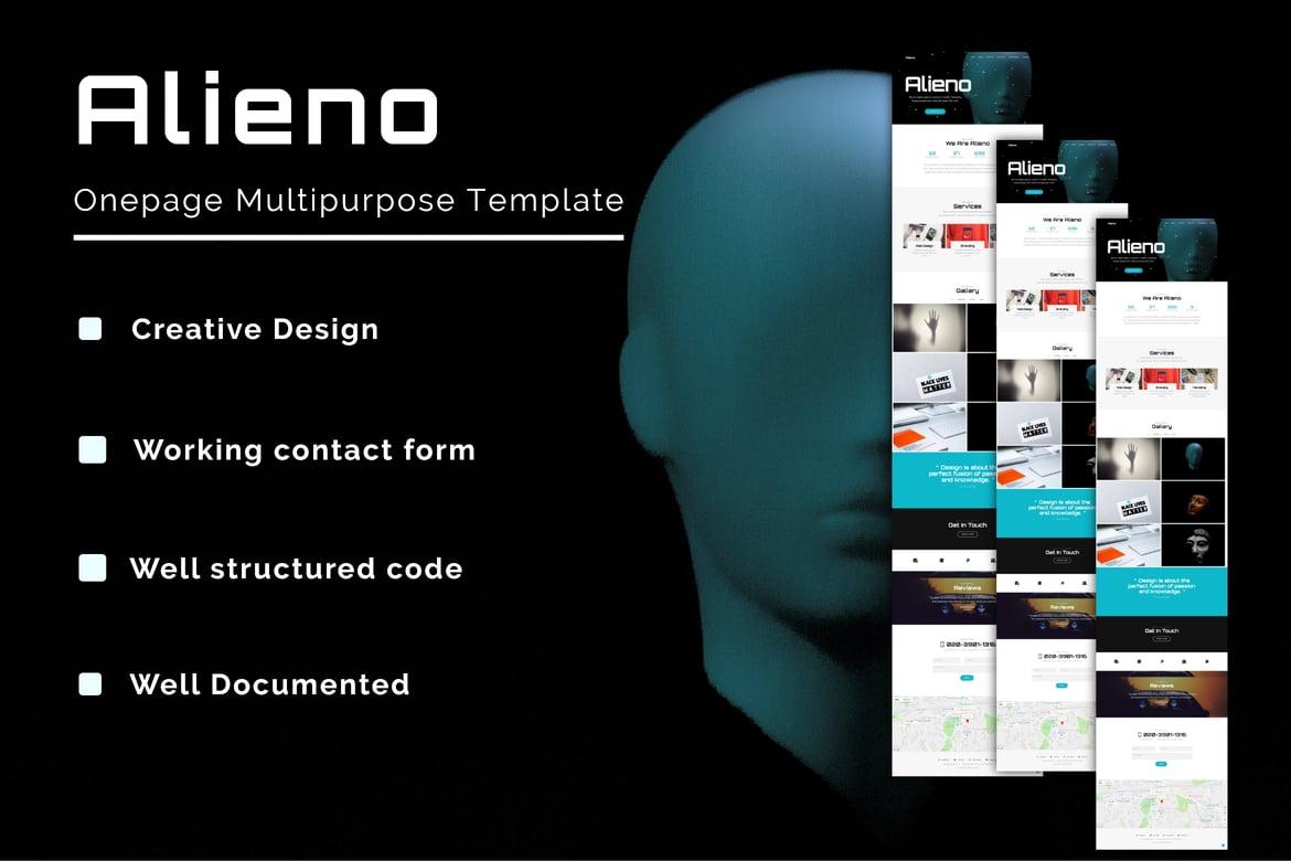Alieno - Template Website Serbaguna Satu Halaman yang Responsif