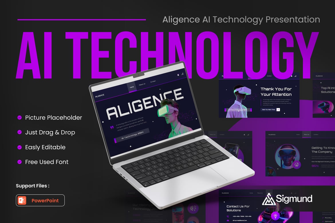 Template Presentasi Teknologi AI Aligence yang Menarik dan Profesional