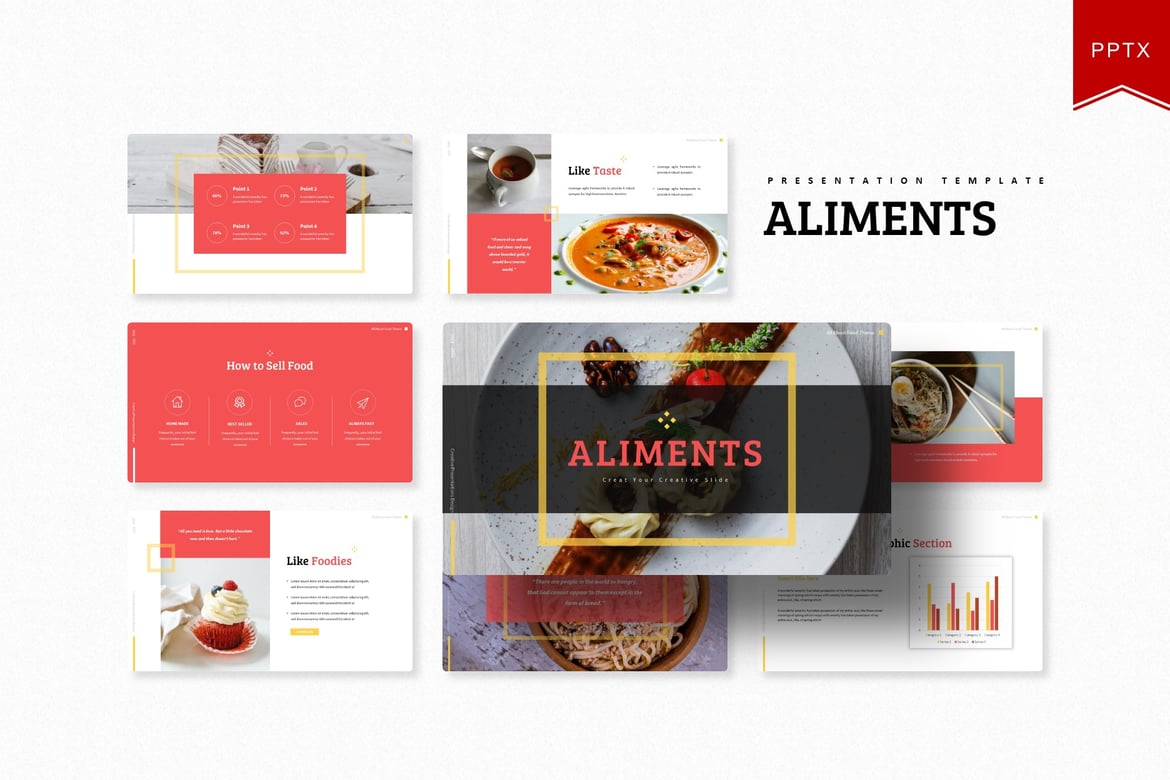 Template Presentasi PowerPoint Aliments yang Menarik dan Profesional