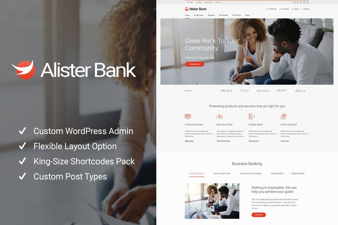 Tema WordPress Alister Bank - Solusi Keuangan untuk Bisnis Perbankan dan Kredit