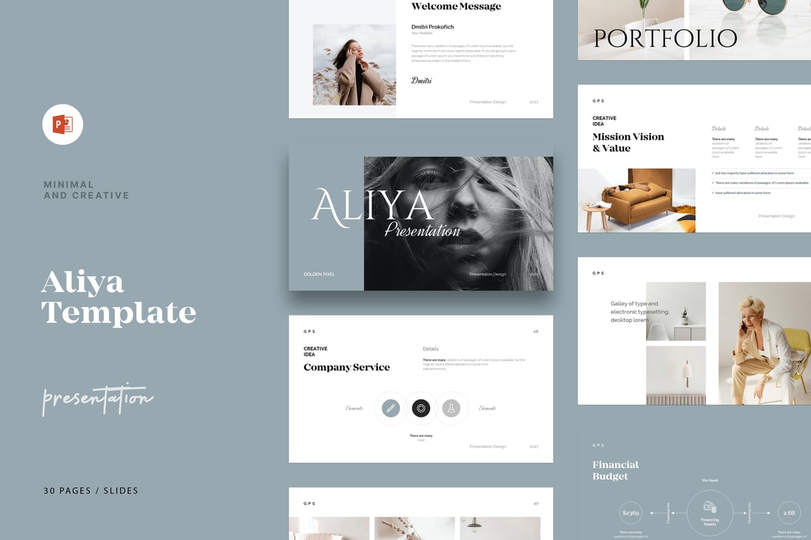 Template Presentasi PowerPoint Aliya yang Elegan dan Kreatif