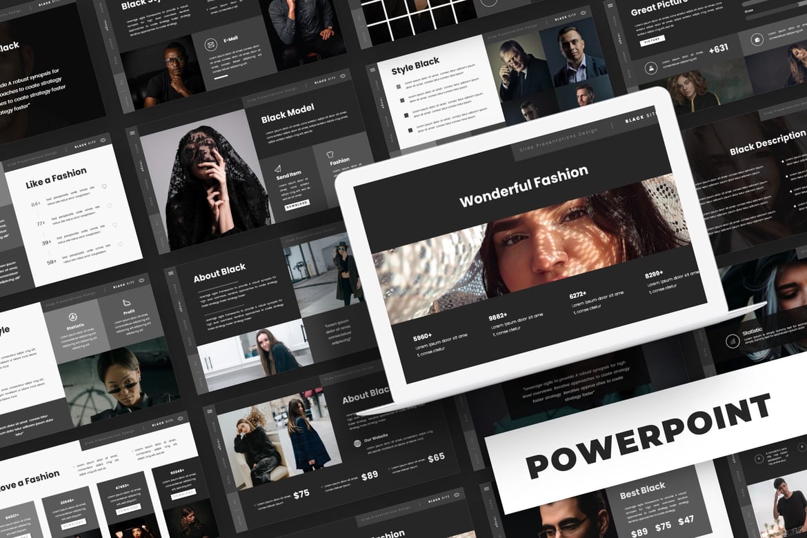 Template Presentasi PowerPoint All Black - Solusi Elegan untuk Setiap Kebutuhan